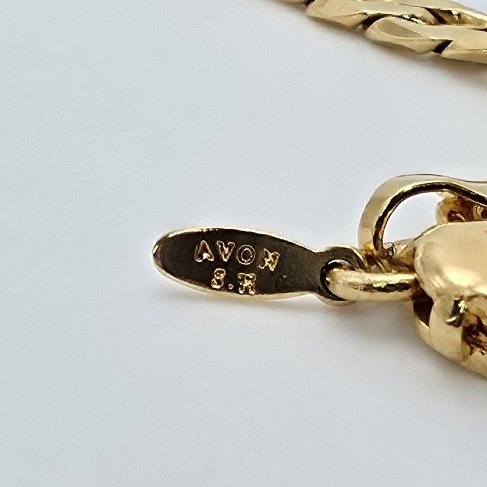 Vtg HONOR SOCIETY Women's Anklet Men's Bracelet Gold Plated Figaro Chain Avon 9" - Picture 11 of 14